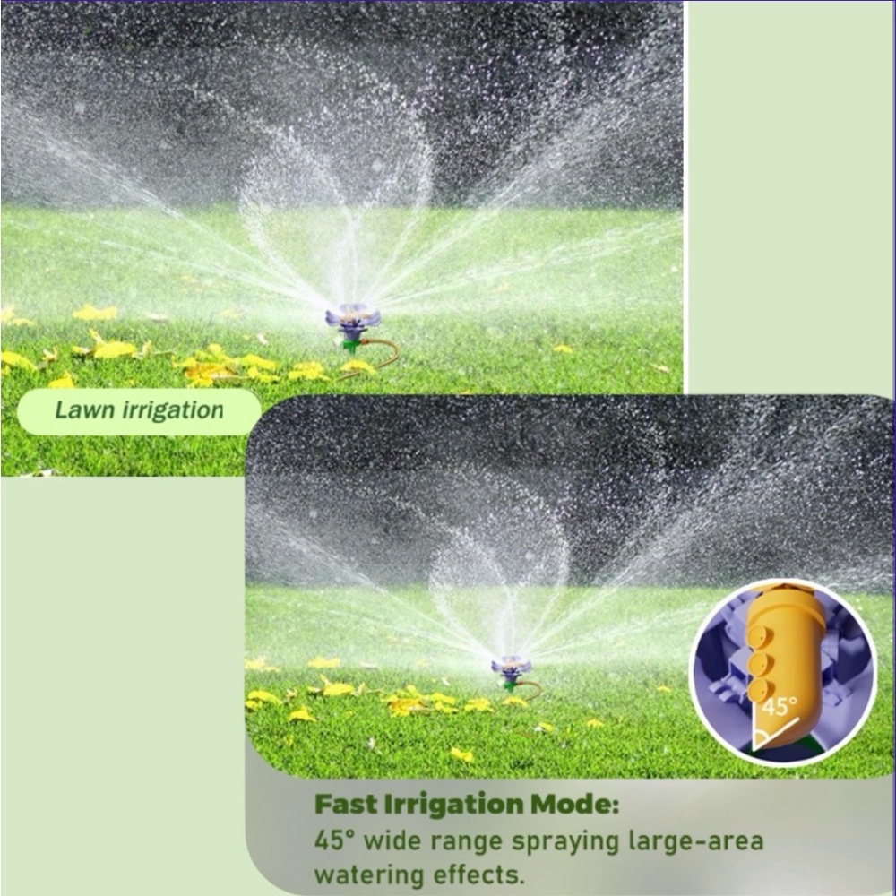 Rotating Flower Garden Sprinkler for Yard Multiple Spray Modes Easy Hose Hook - Picture 8 of 16